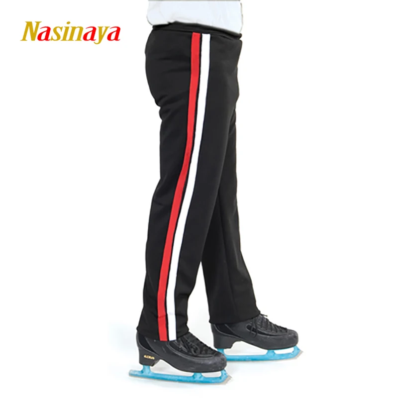black red Индивидуальные Фигурное брюки для катания на коньках льда костюм для фигурного катания для мальчиков мужские брюки для взрослых детей конкурсное выступление тренировочной одежды 2 - Цвет: black red