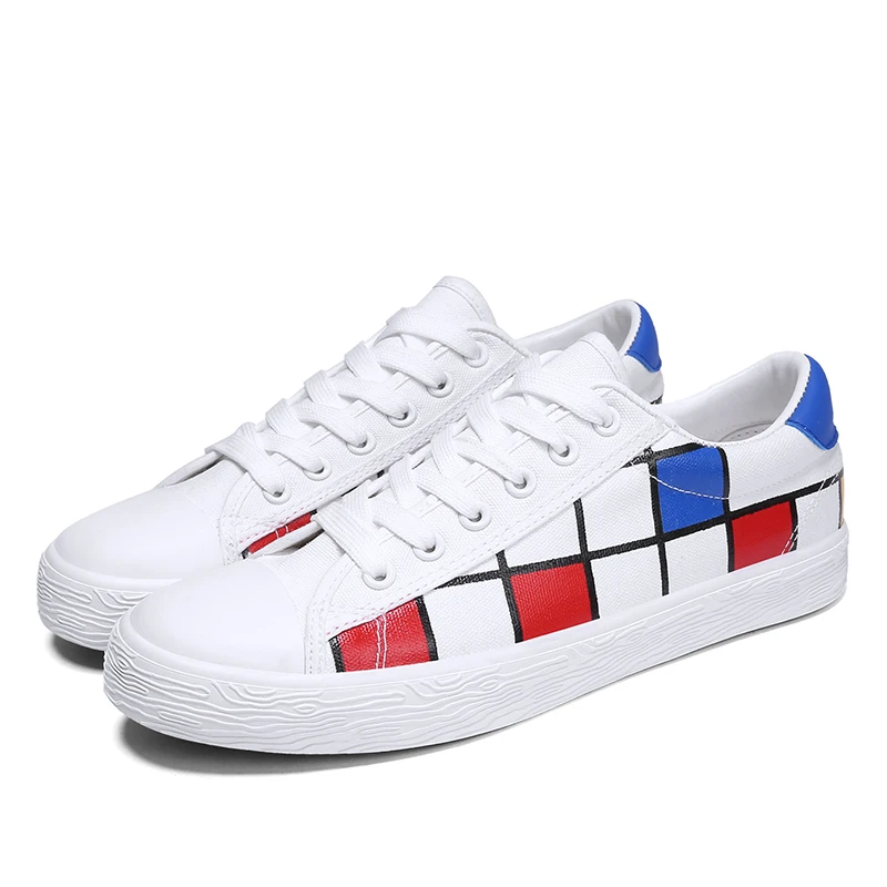 JKPUDUN Casual Canvas Shoes For Men Luxury Brand Plimsolls Espadrilles Fashion Lace Up Plaid Man Alpargatas Hombre | Обувь