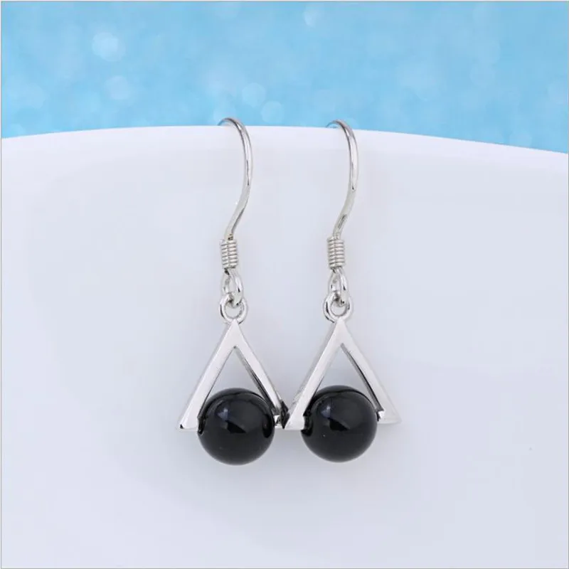 Серьги женские из серебра 925 пробы с черными кристаллами | Украшения и аксессуары