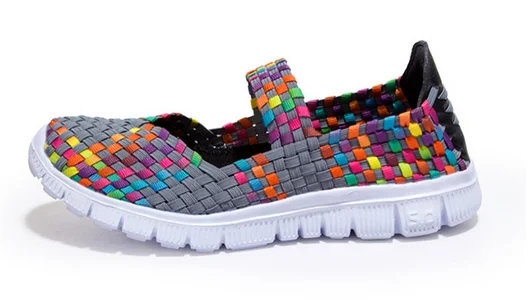 XEK Summer Women's Breathable Mixed-colors Sport Shoes Antislip Hand-made Weave Lightweight Flats Mother Gift Shoe GSS16 | Спорт и