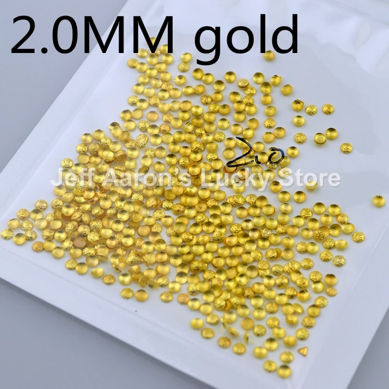500 шт золотистого и серебряного матового металла 3d украшения для ногтей 2 мм 1