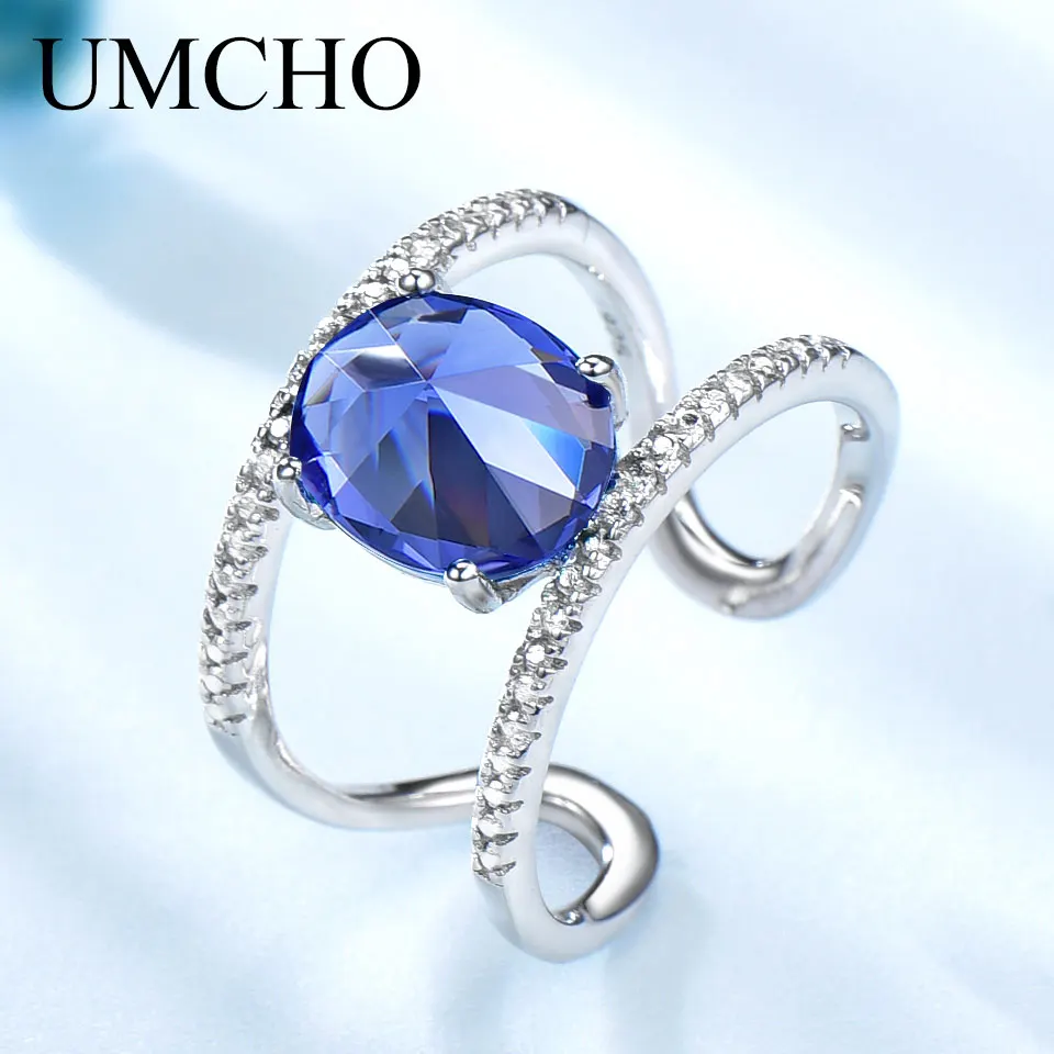 

UMCHO Created Tanzanite Gemstone Ring 925 Sterling Silver Rings For Women Special Design Fashion Party Jewelry Wholesale