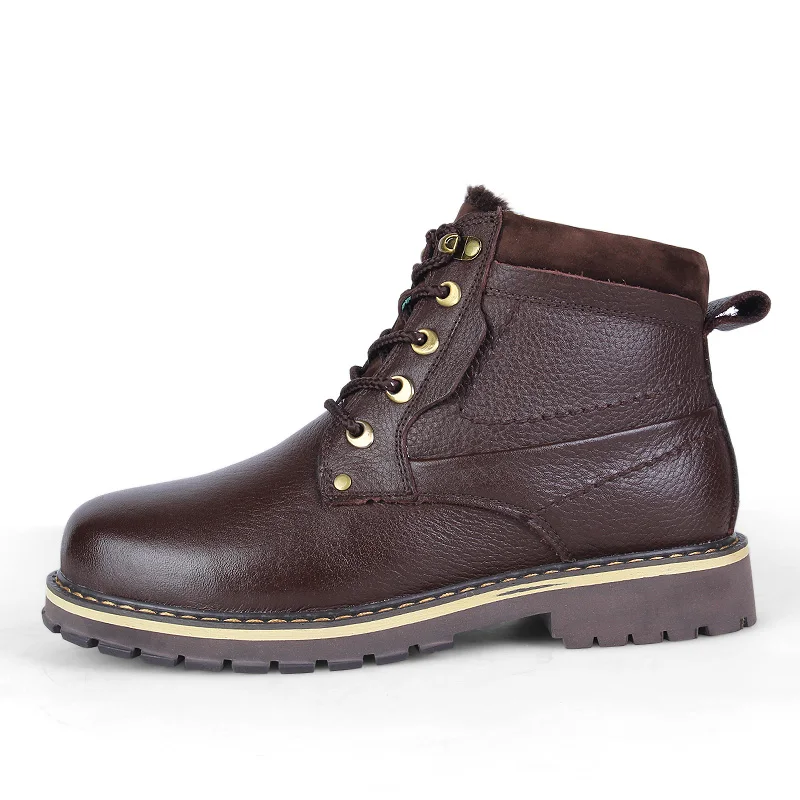 Dark Brown ZIMNIE/осенне-зимние мужские ботинки в винтажном стиле, большие размеры 37-50 мужская обувь повседневные модные теплые ботинки martin на шнуровке Hombre - Цвет: Dark Brown