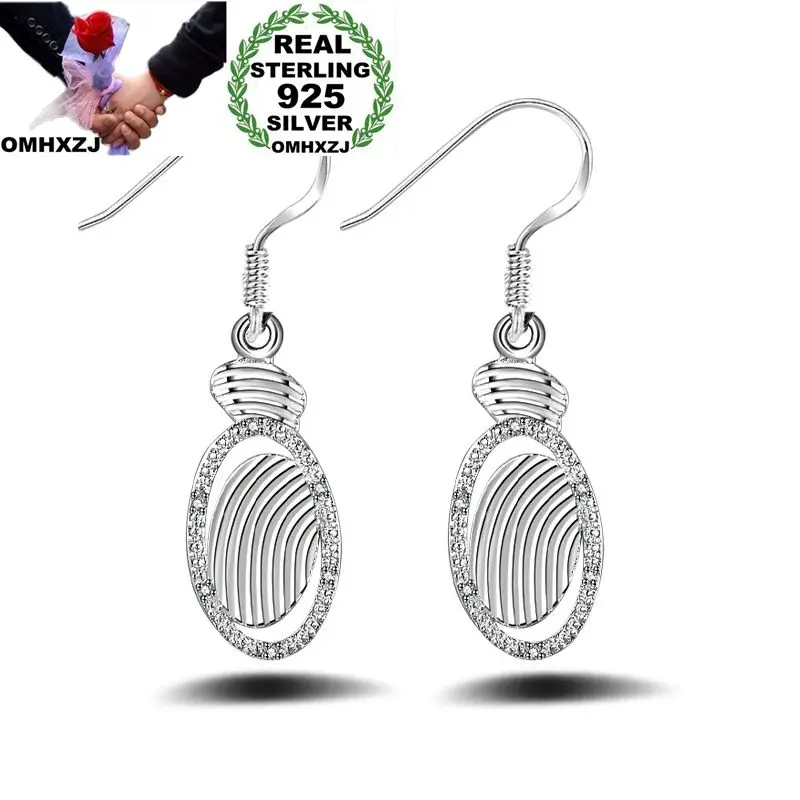 OMHXZJ Wholesale Personality Fashion OL Woman Girl Party Wedding Silver Oval 925 Sterling Earrings YE359 | Украшения и аксессуары