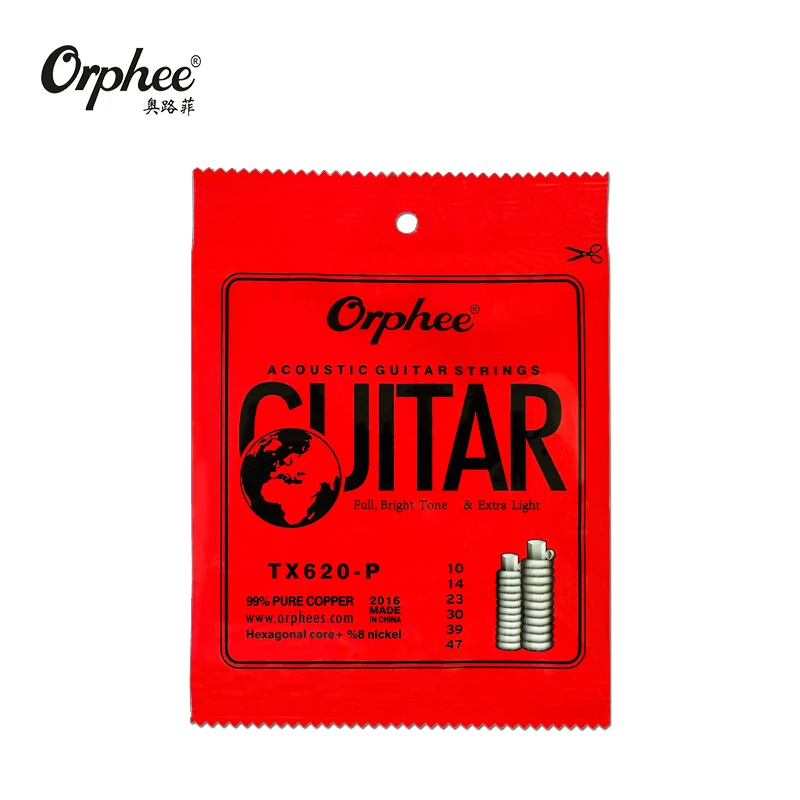Струны Orphee для акустической гитары шестигранные из углеродистой стали ФОСФОРНЫЕ