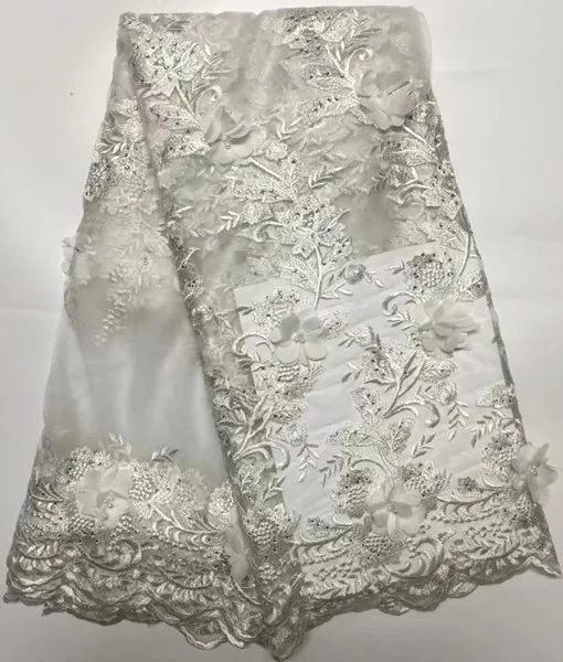 Замечательный 3D Цветочная вышивка французского фатина чистая кружевной ткани с