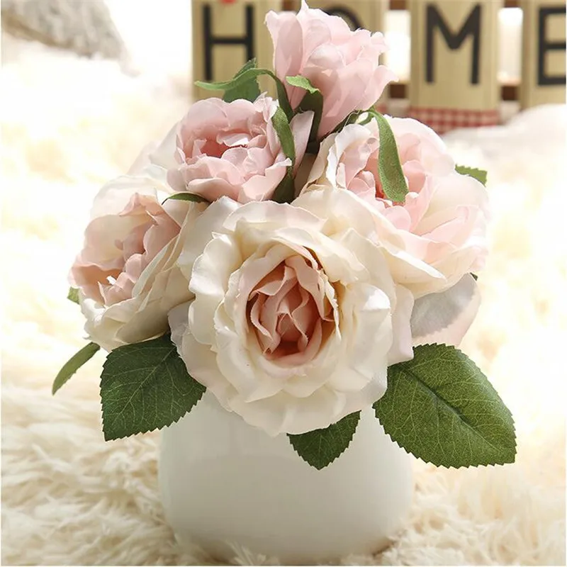 

Louis XIV Round Roses Bouquet Rose Artificial Flower Home Decoration Wedding Fake Flowers Gifts For March 8th 3 Colors
