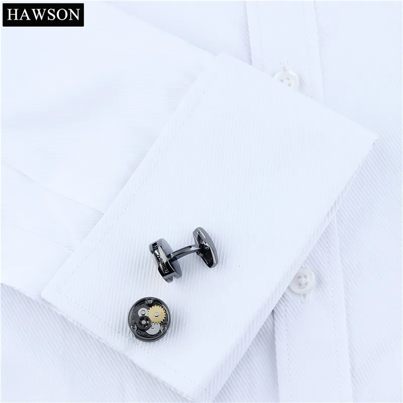 HAWSON запонка двигатель links рубашка для мужчин Slim Fit для мужчин бизнес запонки со встроенным механизмом