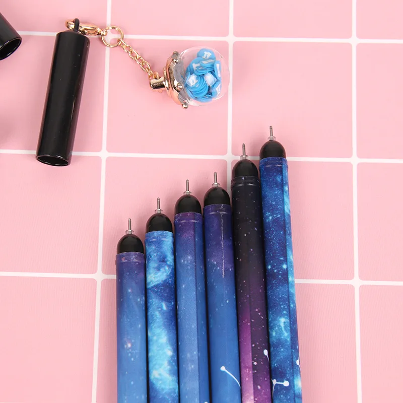 

1X Fantastic Starry Sky Crystal Gel Pen Rollerball Pen School Office Supply Student Stationery 0.5mm Black Ink