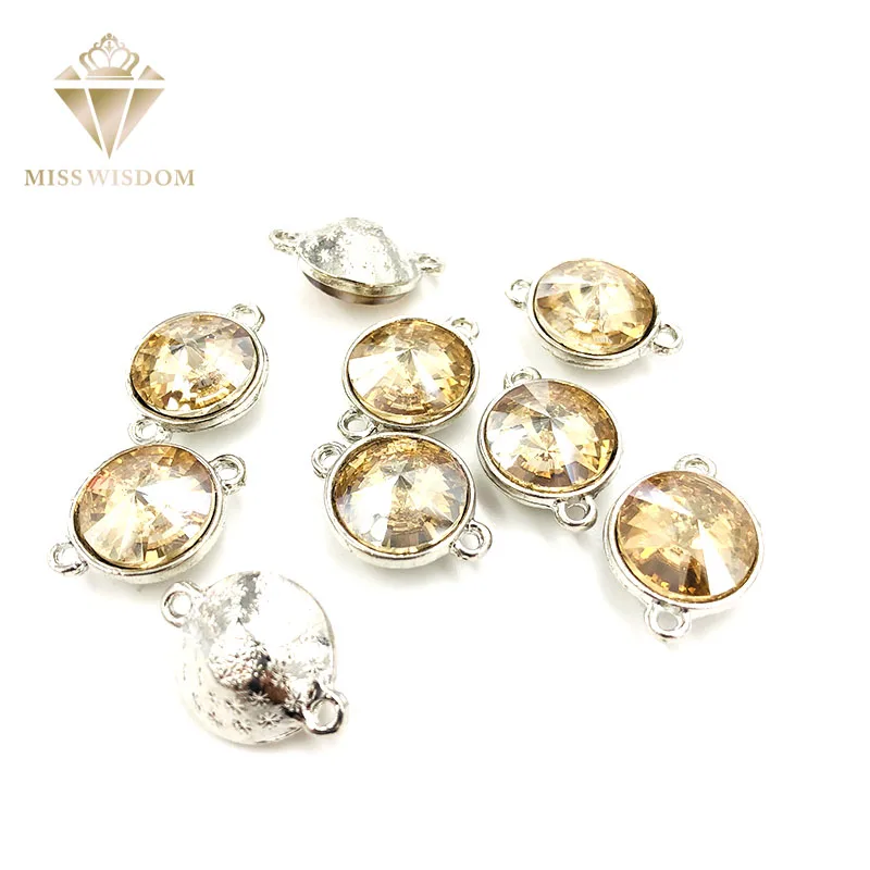 Новинка 12 мм круглые пришивные стразы из сплава с двойным отверстием для