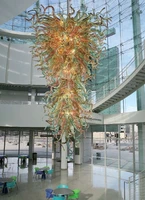 designed lighting modern hand blown glass long chandelier shopping mall lobby decorative chandelier light