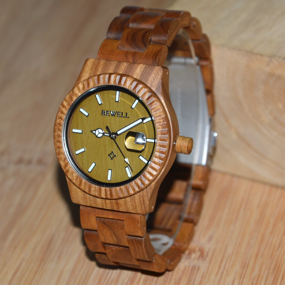 BEWELL Элитный бренд ручной работы сандалового дерева дешевый часы кварцевые