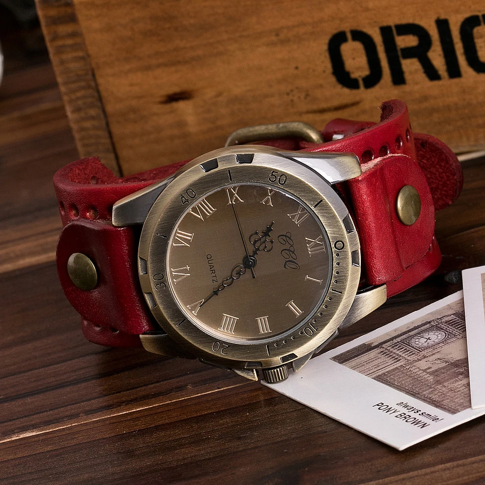 CCQ Марка Винтаж Корова Кожаный Браслет Мужчины Наручные Часы Случайный Роскошный