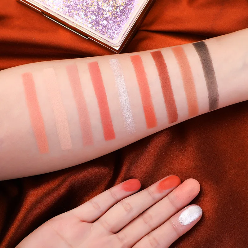 Палитра теней для век 9 цветов матовые тени с блеском мерцающие водостойкие