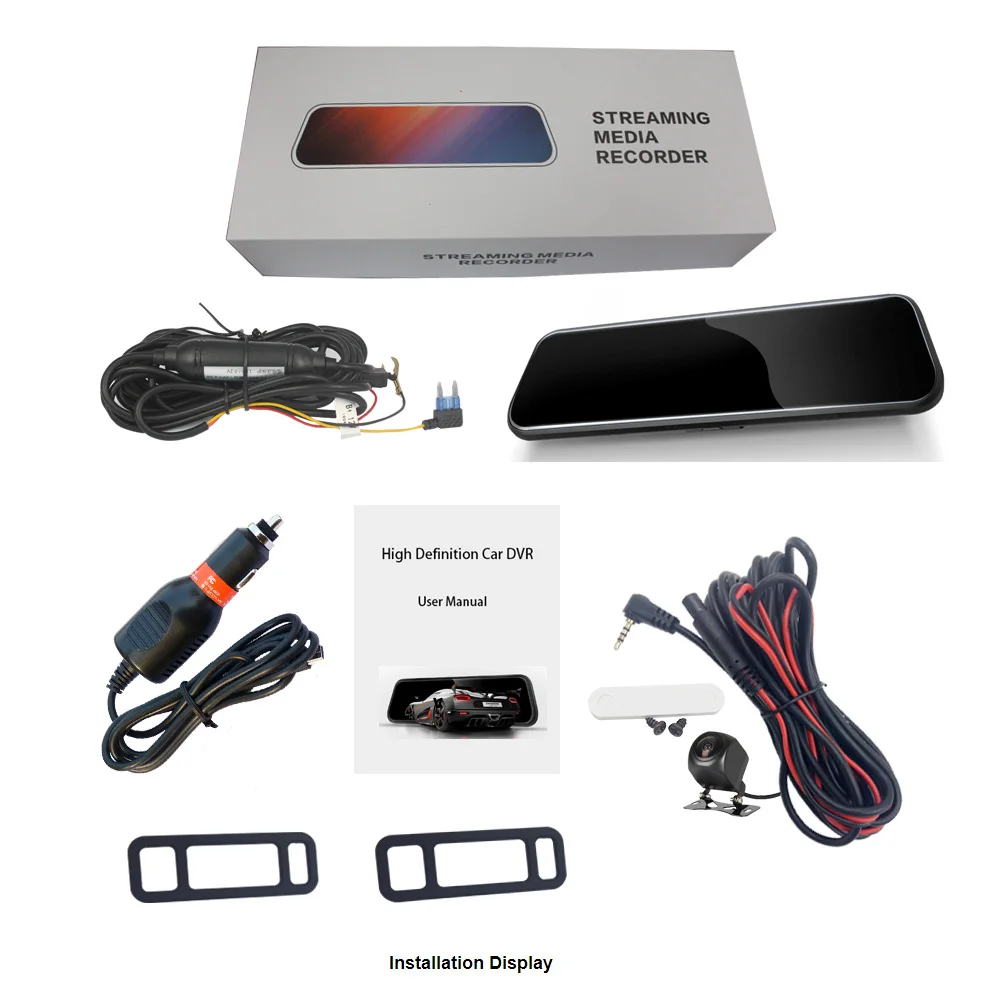 Black AXZONE V12 Stream зеркало заднего вида gps 1" камера заднего вида Dash cam Регистратор Видео рекордер двойная Автомобильная камера 1080P супер ночное видение - Название цвета: Black