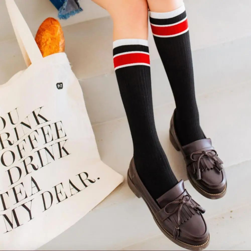 Хлопковые женские гольфы 2 линии полосатые чулки модные распродажа|Чулки| |