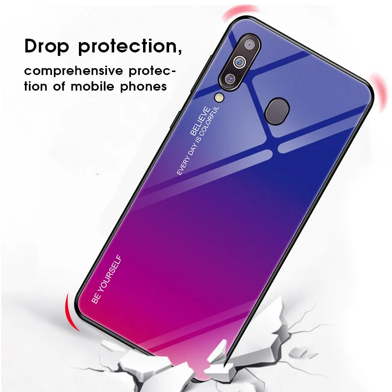 Градиентное закаленное стекло модное + силикон для Samsung Galaxy M30 M 30 M305 M305f 2019 чехол