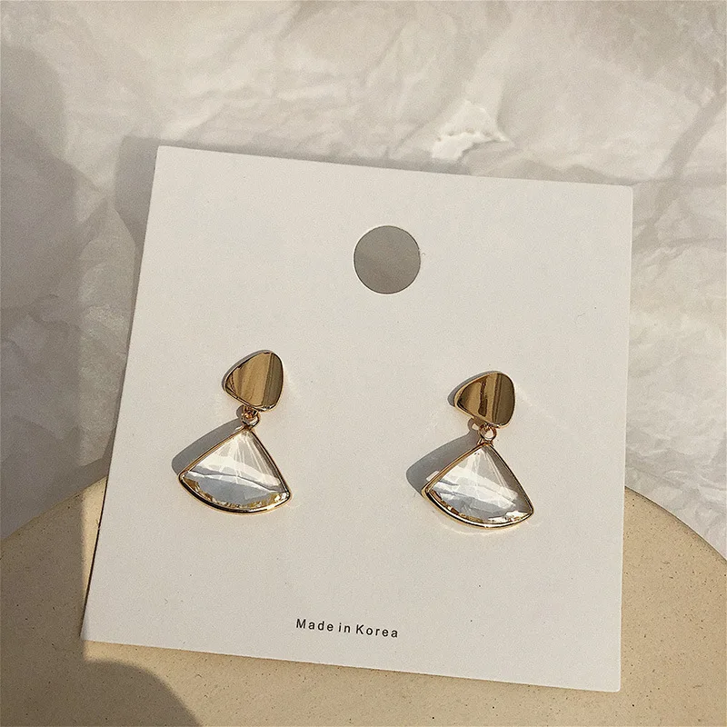 HUANZHI 2019 New Crystal Secto rGeometric Unique Transparent Korea Elegant Drop Earrings for Women Party Travel Girls Gift | Украшения и