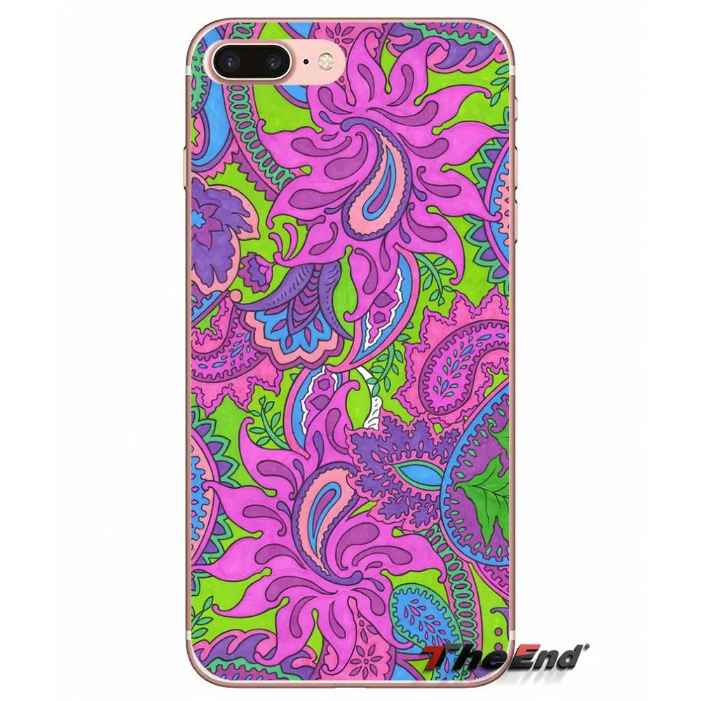 Чехол для iPhone X 4 4S 5 5S 5C SE 6 6S 7 8 Plus Samsung Galaxy J1 J3 J5 J7 A3 A5 2016 2017 фиолетовый цветок Пейсли