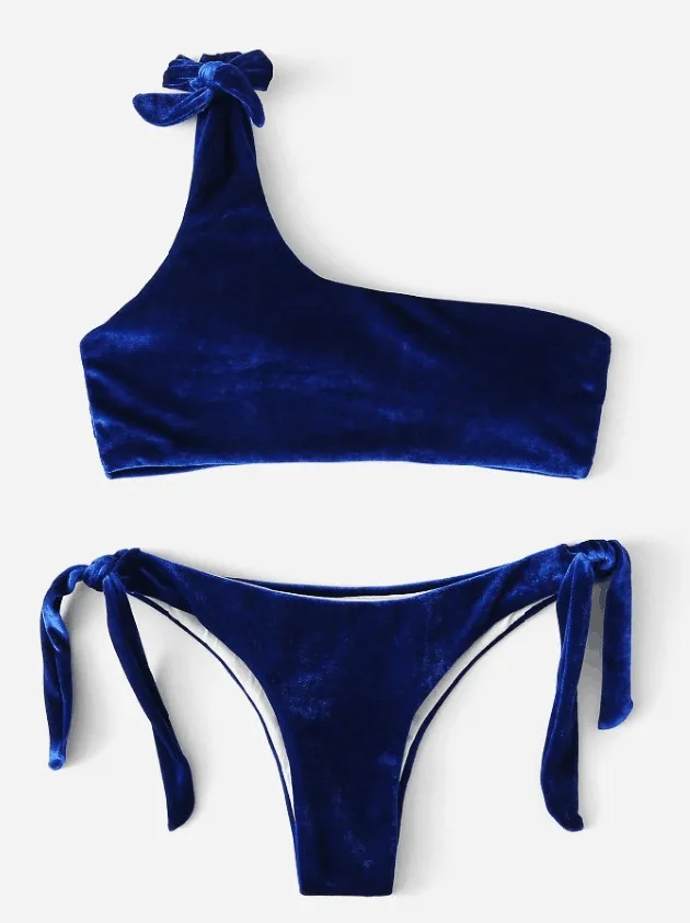 

Swimwear Women Split Sexy Swimsuit 2021 Velvet Bikini Set Biquini Solid Swimming Suit for Women Ruffle Bathing Suit Beachwear