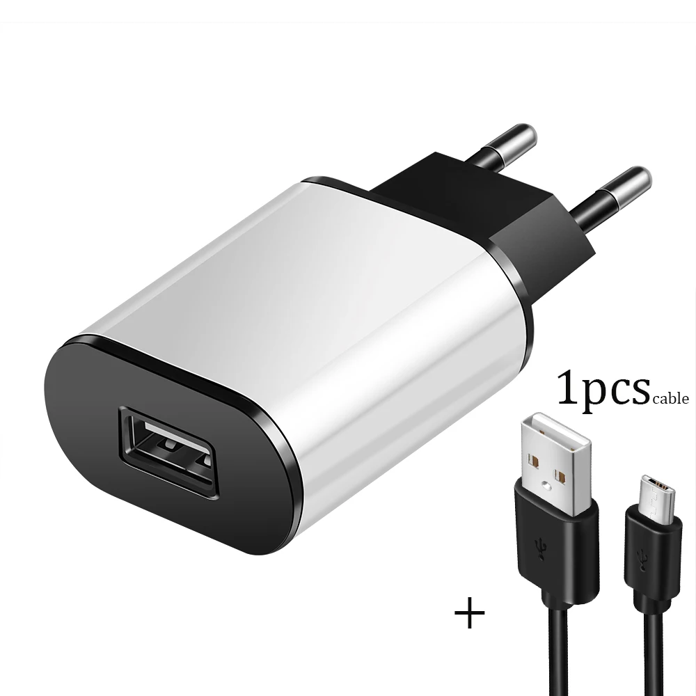 Зарядное устройство USB с европейской вилкой, 5 В, 2 А, быстродействующий адаптер для мобильного телефона, быстрая зарядка для IPhone, Xiaomi, Redmi, samsung, зарядное устройство - Тип штекера: 1 Micro Cable