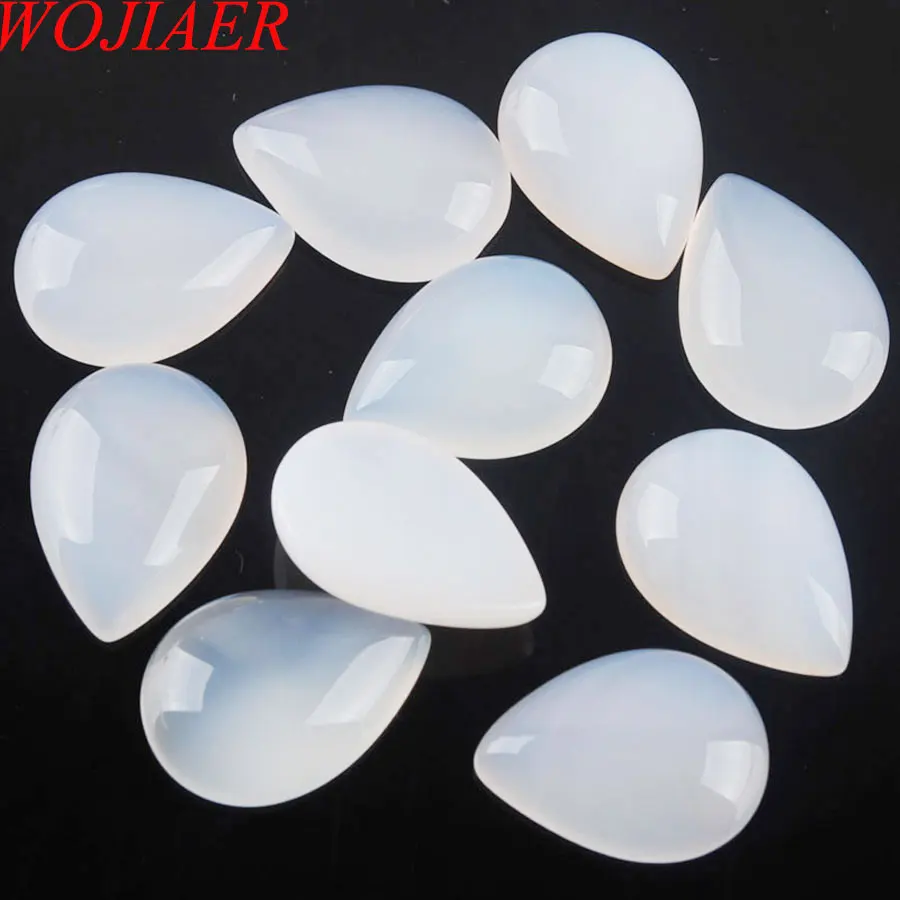 White Agate PU3040 WOJIAER натуральный драгоценный Камень Каплевидный Кабошон не просверленное отверстие кабина 13x18x6 мм Изготовление ювелирных изделий 10 шт. PBU303 - Цвет: White Agate PU3040