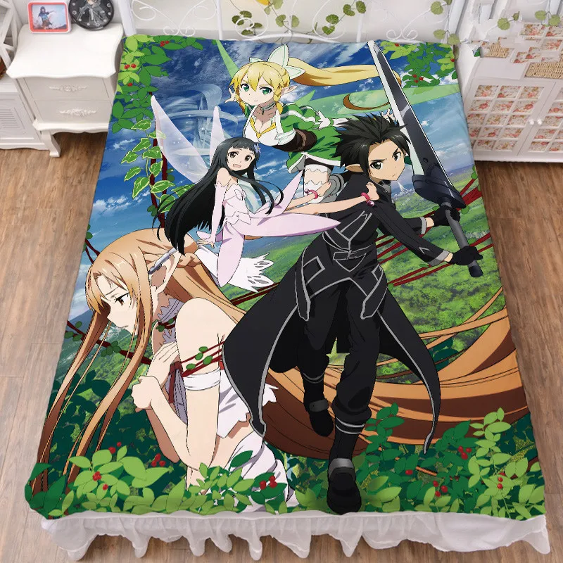Anime Sword Art Online Asuna SAOBed Sheet Cover Full size,Flannel or Polyester Peachskin Tricot,Best Gifts for Anime Fans