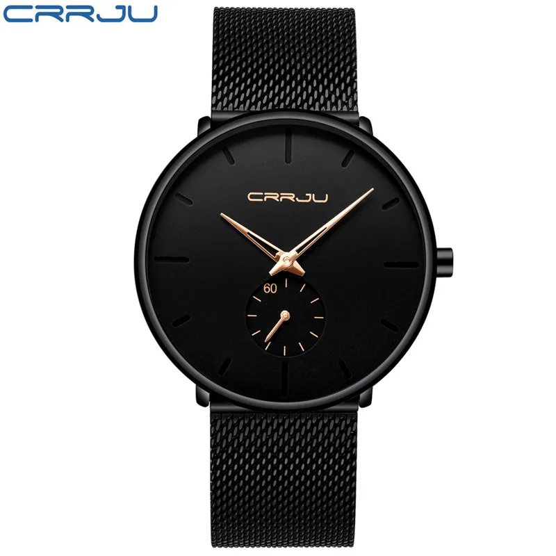 

CRRJU Men's Watch Top Brand Luxury Quartz Watch Men Casual Slim Mesh Steel Waterproof Sport Watch Relogio Masculino reloj hombre