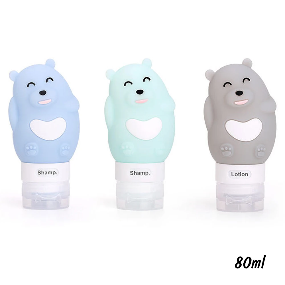 3PCs Hoomall Портативный Силиконовый Дорожный Чехол шампунь для геля и лосьона для душа Органайзер милый мультфильм многоразовый флакон 60 мл 80 мл 90 мл - Цвет: 3PCs
