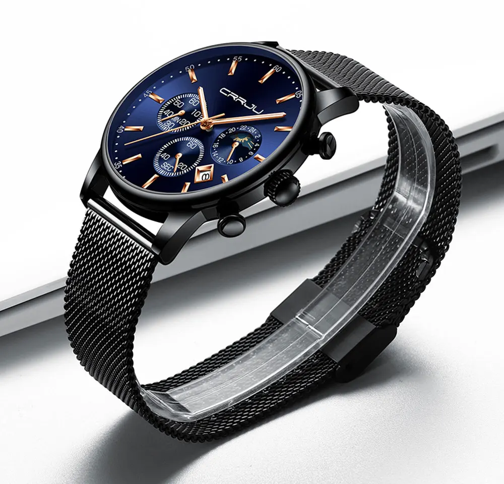 CRRJU мужские часы Reloj Hombre 2019 s лучший бренд класса люкс кварцевые с большим