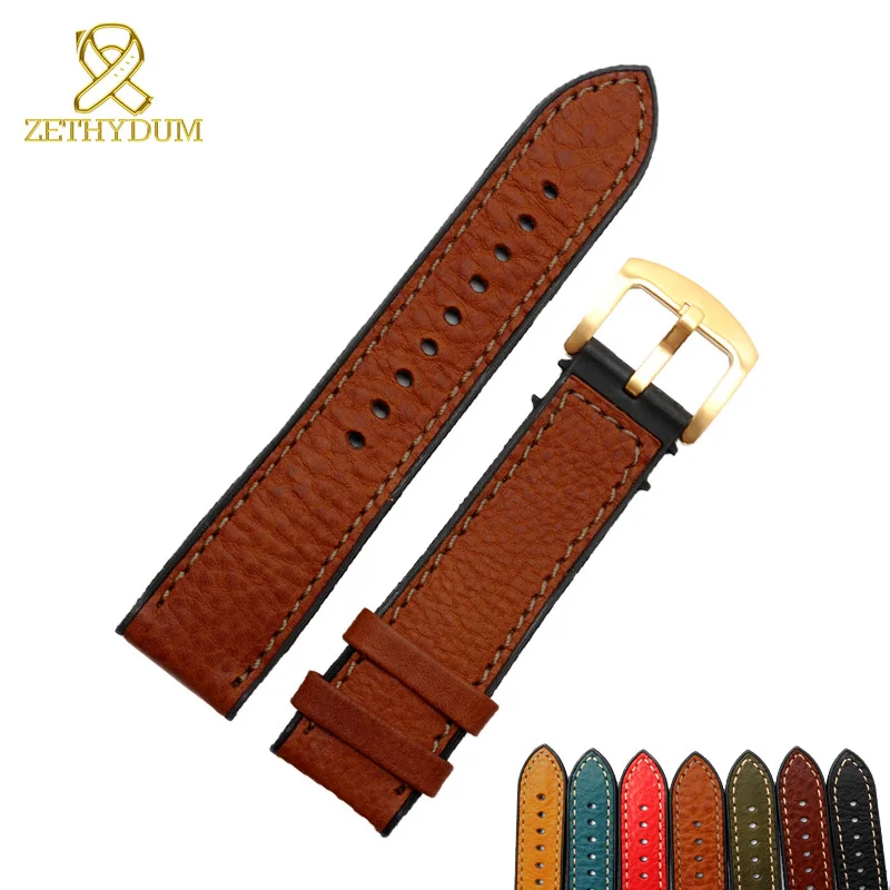 

Genuine leather bracelet rubber bottom Italian leather watch strap 18 20 22 24mm band waterproof Silicone base watchband