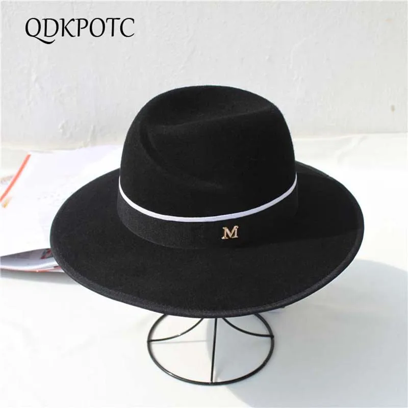 QDKPOTC осенне-зимняя широкоугольная фетровая Кепка для мужчин и женщин в винтажном