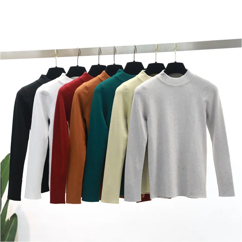 New spring Autumn Turtleneck basic Pullovers Sweaters long sleeve Short Korean Slim tight sweater female slim | Женская одежда
