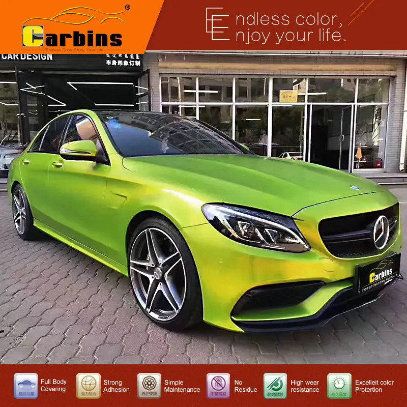 Carbins пленка Lime Green Satin хромированная виниловая отделка для персонализации 5x60ft