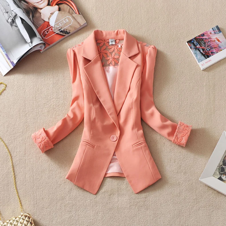 2017 белый черный желтый розовый деловой Женский блейзер куртки короткие блузы