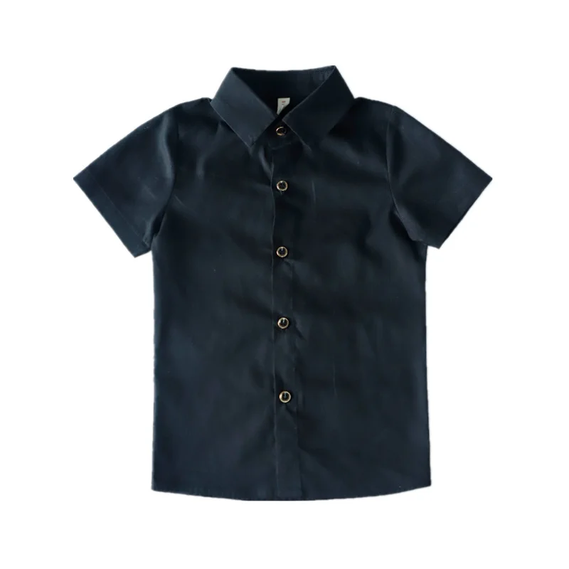 Детская хлопковая рубашка с короткими рукавами вечерние однотонные рубашки для