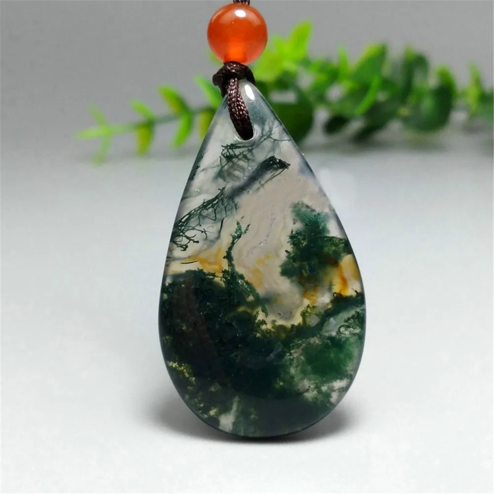 

3 Styles Fashion Chinese Natural Water Grass Onyx Pendant for Male or Female Pendant Gift Jewelry with Rope Necklace Wholesale