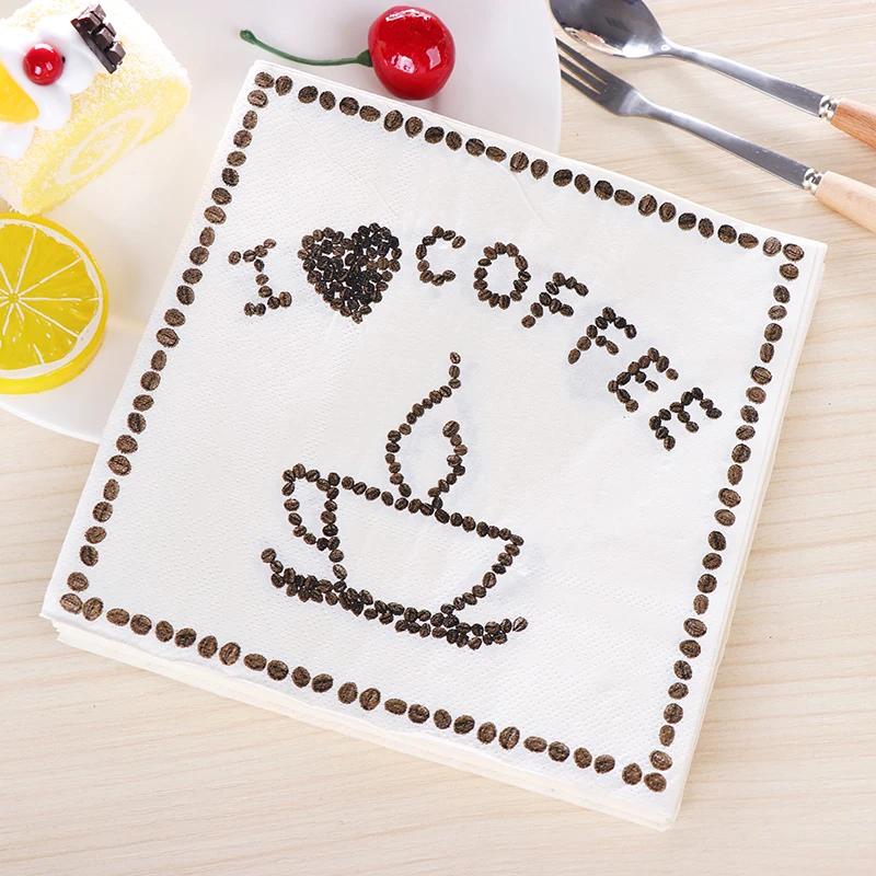 I Love coffee Bean дизайнерские бумажные салфетки кафе и вечерние украшение в технике