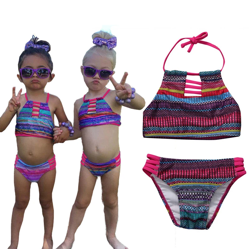 Новинка 2017 купальник из двух предметов для маленьких девочек в полоску|two-piece