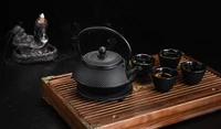 free shipping 900ml kungfu tea pot japanese cast iron kettle teapots set with 4 cups and 1 pot mat iron bottle kettle tea set