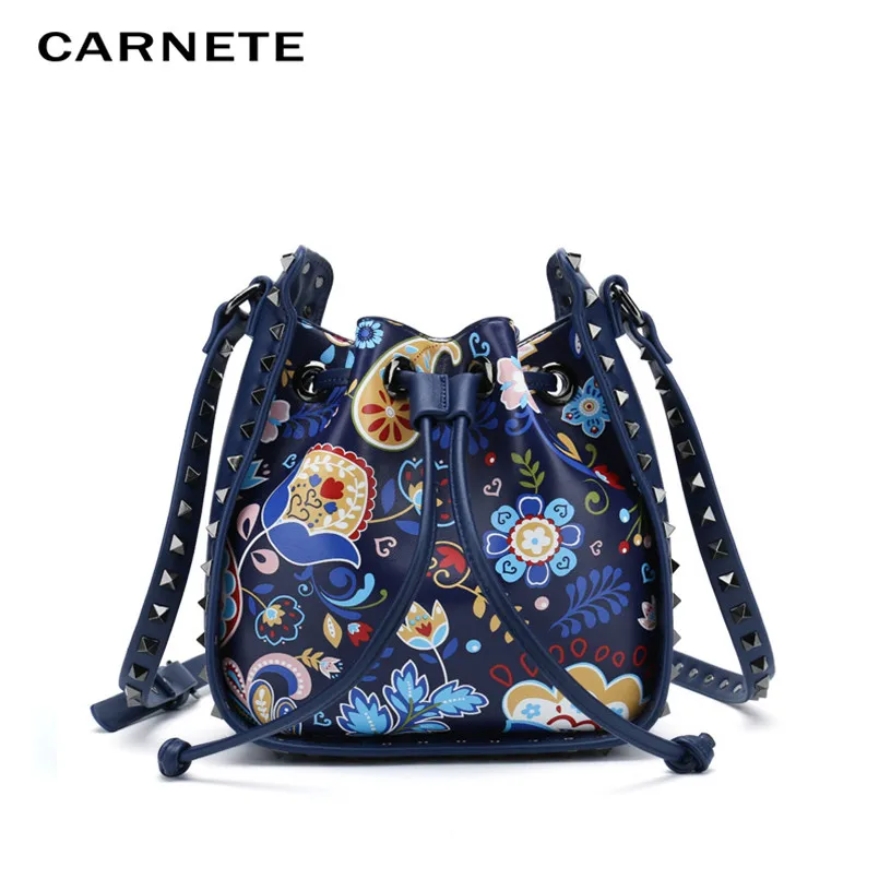 CARNETE женская сумка мешок с цветным ремешком Студенческая из искусственной кожи