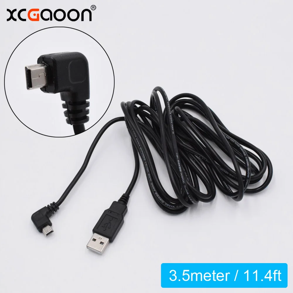 XCGaoon 3 5 метра 11.48ft мини USB автомобильный зарядный кабель (изогнутый левый порт) для