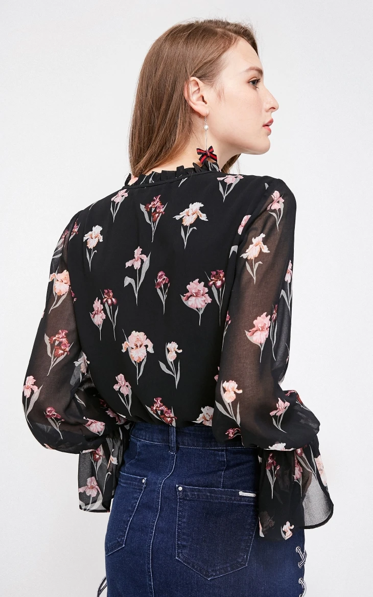 Vero Moda новые женские цветочные узоры расклешенные рукава Шифоновая Блузка Топы | 318351502
