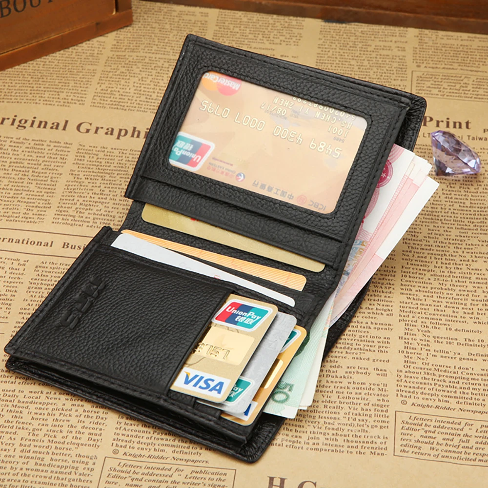 2 Color European style fashion men Wallets hasp men's Purse short Design males Wallet Genuine Leather Card Holder | Багаж и сумки