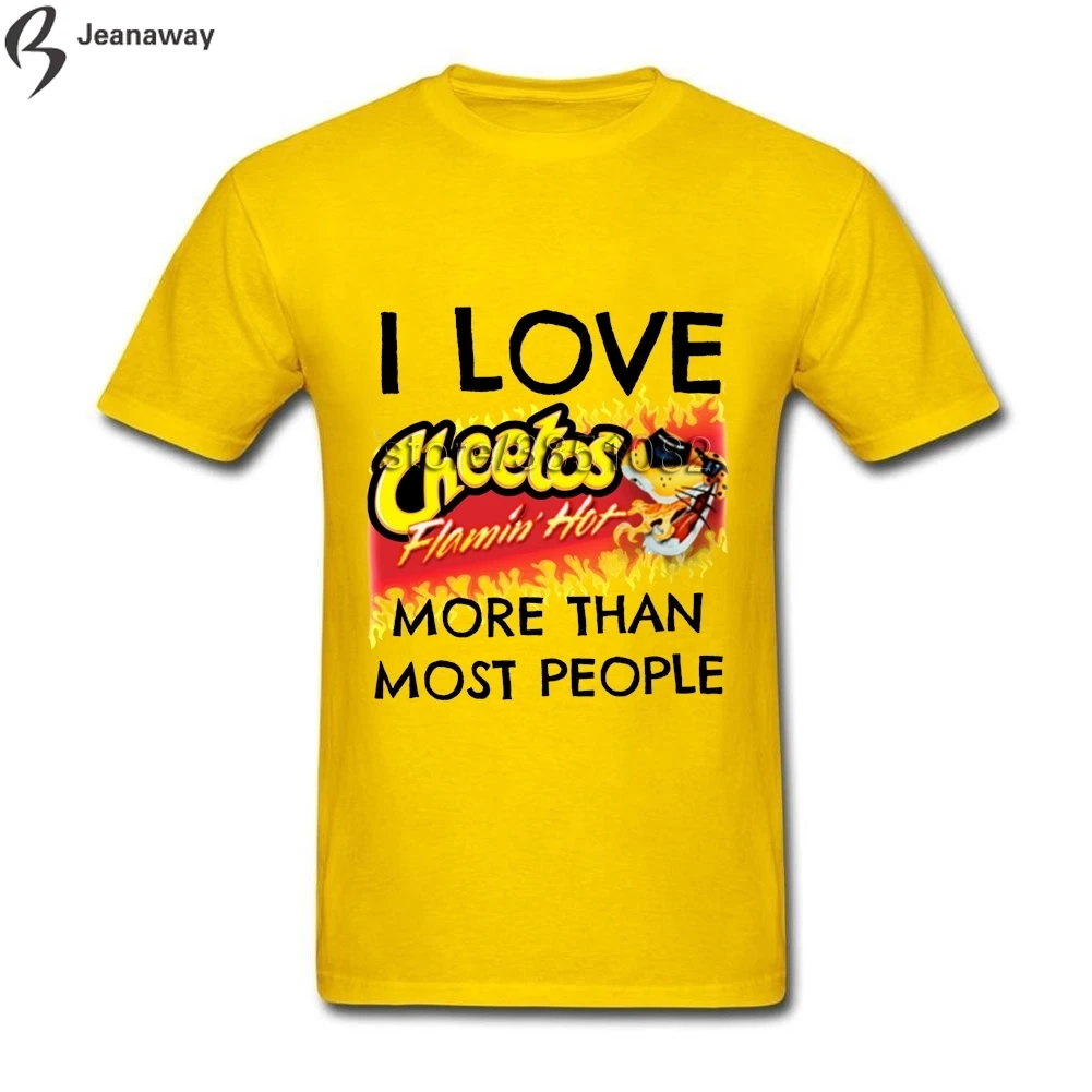 Прохладный Для мужчин для футболки Горячая Cheetos о воротник короткий рукав