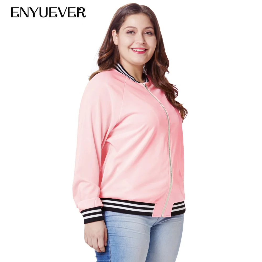 Enyuever плюс размерные куртки для женщин 4XL повседневные Длинные рукава Veste Бейсбол