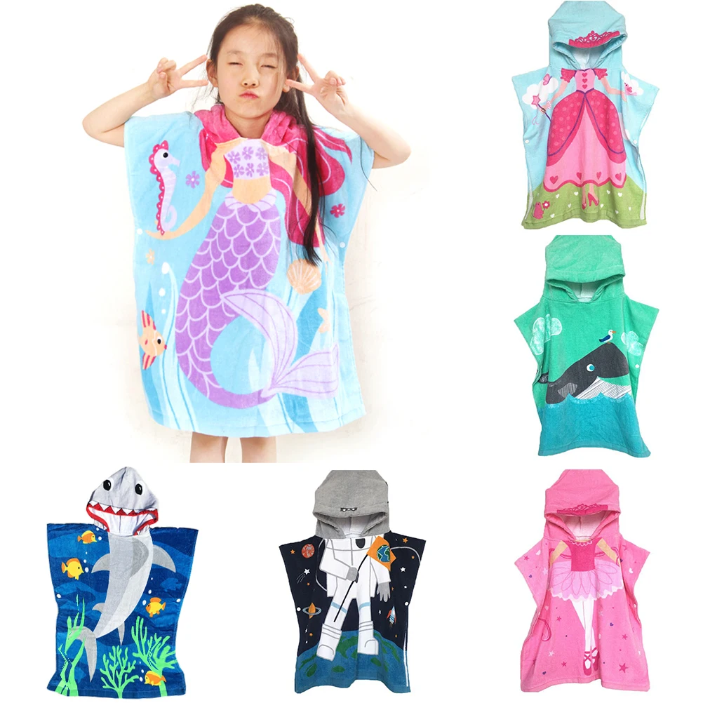 Детские банные полотенца милая мультяшная накидка с капюшоном пляжное полотенце