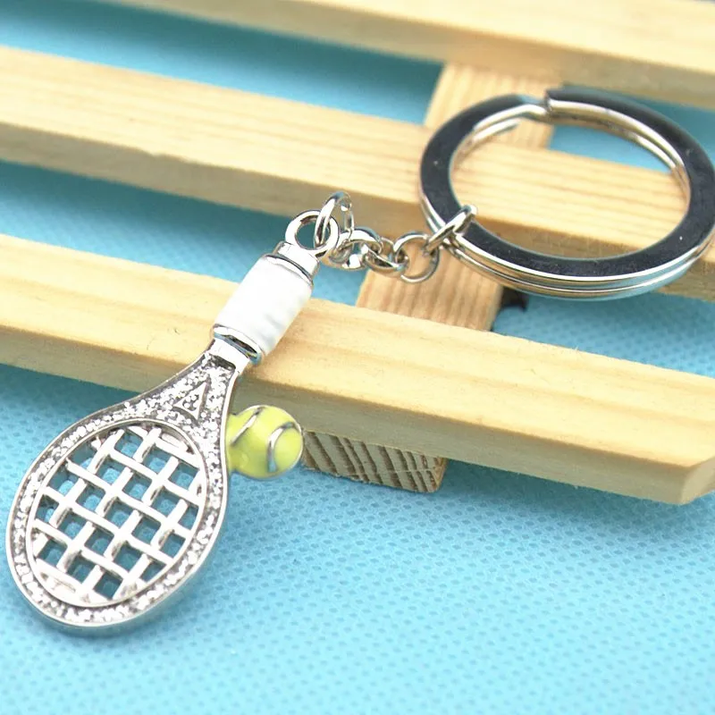 Металлические брелки Теннис ракетки кольцо для ключей моделирования мини брелок
