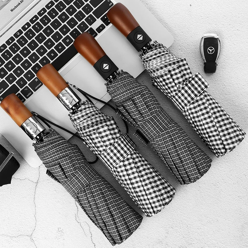 Автоматический автоматический зонт Houndstooth складной мужской деловой Ретро Зонт с
