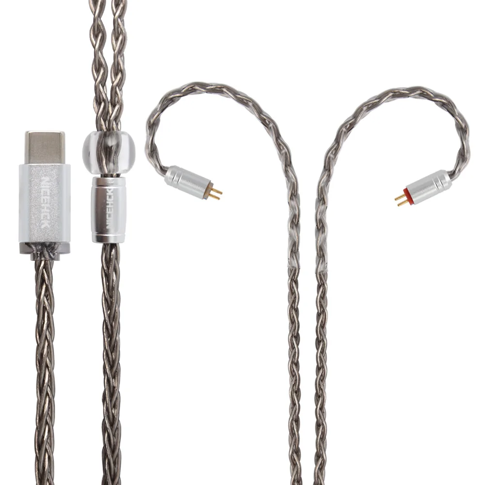 Type-C with 2Pin NICEHCK 8 Core с серебряным покрытием обновления кабель Тип C Тип-C/3,5/2,5/4,4 мм MMCX/2Pin для ZSX C12 C16 V90 TFZ NICEHCK NX7 Pro/M6/DB3 - Цвет: Type-C with 2Pin